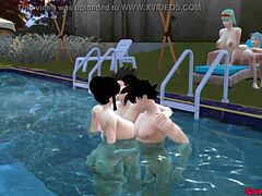 Naked wives in pool anal action