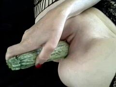 Cuckold slut enjoys veggie ass play