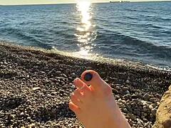 Mistress Lara's beach foot fetish