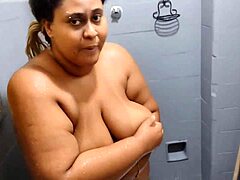 Stepmom and son shower together