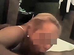 Interracial couple's steamy blowjob session