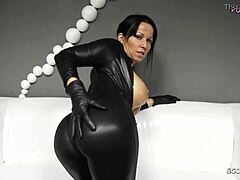 German MILF in latex teases