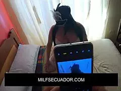 hey, i'm watching porn with my skinny stepson who has a tiny dick, and he's got a big ass latina milf on screen