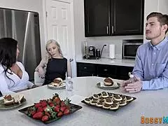 Showering lesbian cougar devours in steamy 69 action! 😍