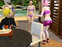 नारुतो हेंटाई हिनाता ह्यूगा को बीच पर मास्टर नारुतो द्वारा हार्ड ड्रिल्ड, ककॉल्ड नेटोरारे