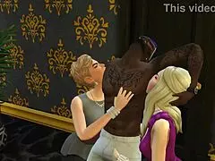 two milfs play with big black cock in sims
